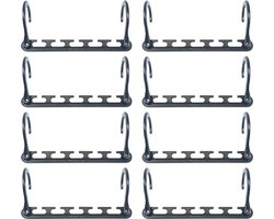Ruimtebesparende hanger - Kledingkast organizer - Kledinghanger houder - 8 stuks - Garderobe organizer - Sterke kleren hangers - Kledingrek universeel - Grijs