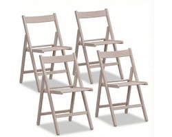 Ruimtebesparende Houten Klapstoelen - 4 Stuks in Taupe