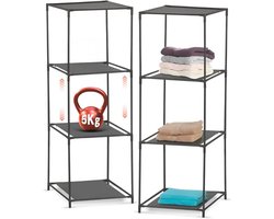 Ruimtebesparende modulaire planken set van 2 met 3 stoffen rekken voor thuis en kantoor