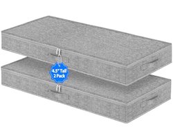 Ruimtebesparende opbergcontainers voor onder het bed - 2 stuks, 10 cm hoog, ideaal voor kleding, kussens en dekens.