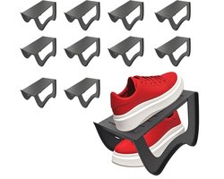 Ruimtebesparende schoenorganizer – 10 stuks antislip schoenhouders van hoogwaardig PP, grijs – ideaal voor opbergen in kast of hal