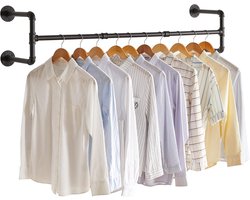 Ruimtebesparende Wandkledingstang 127 cm - Industrieel Ontwerp - Verwijderbaar en Sterk