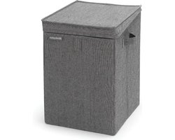 Ruimtebesparende Wastas met Grote Opening - Ruimte voor Hele Huishouden - Uitklapbare Hengsels - Stevige Stof - Stapelbaar - Pepper Black - 35L