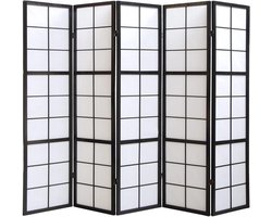 Ruimteverdeler Kamerscherm - Scheidingswand Woonkamer - Creëer Privacy - 5-delig Shoji Papier - 220 x 175 cm - Zwart Wit