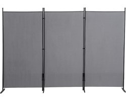 Ruimteverdeler Scheidingswand - Kamerscherm Opvouwbaar - Privacy Creëren - Stabiel Stalen Frame - 260 x 176 cm - Grijs