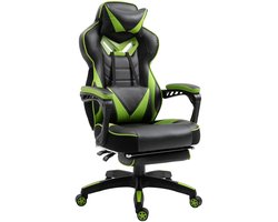 Rumi Gaming Stoel - Massage - Hoge Rug Ontwerp - Ontspannen - Computer - Bureaustoelen -- Max 150kg - Verstelbaar - Racestoel Ergonomische Verstelbare Rugleuning 65X70X118,5-126,5 cm - Massagefunctie in de lendensteun voor extra ontspanning