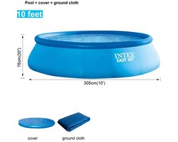 Rumi Intex Zwembad - Opzetzwembad rond zwembandjes - Opblaasbare Ring Zwembad Gigantische zwemb - Familie Tuin Water Spelen - Zwembandjes met opzet staand metalen frame - Zwemband Geschikt voor tuinen, terrassen en buitenruimtes