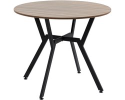 Rumi Ronde Eettafel voor 4 personen - Eettafel met Metalen Onderstel - Ronde Eettafel Met Houten Top En Stalen Frame - Eettafel 90X76 Cm