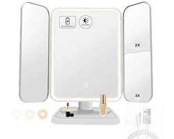 Rumi Spiegel met Verlichting - Driebladige make-upspiegel - LED-verlichting - Dorm Dressing Mirror - Beauty Verlicht uw invullicht met slimme complementaire make-upspiegel