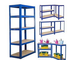 Rumi stellingkast - stelling - stalen rekken voor opslag - stellingkast boutloze montage - kast voor garage - schuurkast - Stellingkast draagvermogen 650 kg - Stellingkast zwart