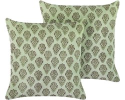 RUNGIA - Sierkussen set van 2 - Groen - 45 x 45 cm - Fluweel