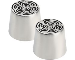 Russian Piping Tips, 2X Stainless Steel Icing Nozzles, Cake Decorating Tool Set, Dishwasher Safe Baking Accessory, Intricate Frosting Design for Occasions, Wedding and Birthday