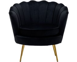 Russle Velvet Schelp Fauteuil/Stoel Zwart