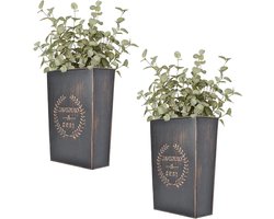 Rustic Metal Wall Planter Country House Hanging Wall Vase Bag for Plants or Flowers Indoor or Outdoor Farmhouse Wall Decor Set of 2