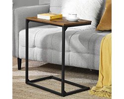 Rustiek bruin/zwarte bijzettafel - werken vanaf bank/bed plus eenvoudige installatie