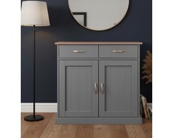 Rustiek Landelijk Dressoir van Massief Grenen Hout – 2 Deurs & 2 Lades – Grijs Sepia Bruin – MedahomeStore Landelijke Woonkamer Kast met Opbergruimte