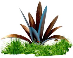 Rustiek tequilabeeldhouwwerk- rustiek tequilabeeldhouwwerk- blauw- groot metalen agave tuinkunstwerk- rustieke metalen agaveplanten voor buiten- agavebeeld voor op het terras- vrolijke tuindecoratie voor
