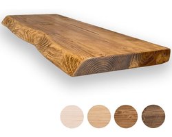 Rustiek wandrek - Houten plank - Opbergen en decoreren - Levendige rand - 200 cm lang - Licht