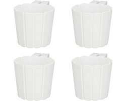 Rustieke Balkondoor - Witte Bloempot - Hangbaar - 15cm - 4 stuks