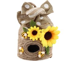 Rustieke bijenkorf - Natuurlijke decoratie - Plankindeling decoreren - Handgemaakt met henneptouw - 12 x 10 cm - Zoals afgebeeld