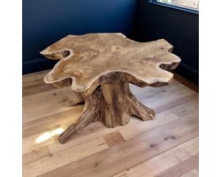 Rustieke Bijzettafel van Massief Teak Boomstam Schijf - Uniek Woonaccessoire