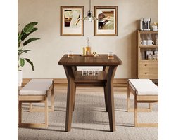 Rustieke Eettafel in Notenhout met 2 Planken, 120 cm Rechthoekige Keukentafel voor 2–4 Personen, Massief Houten Poten, Ruimtebesparende Eettafel in Landhuisstijl voor Keuken, Woonkamer & Eetkamer – Meda Home Store