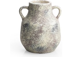 Rustieke Keramische Ronde Vaas met Handvatten Terra Cotta Aardewerk Decoratie