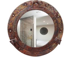 Rustieke koper nautische patrijspoort spiegel voor badkamer en interieur