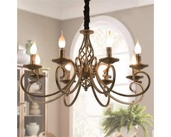 Rustieke kroonluchter in Franse landelijke stijl - Vintage hanglamp met 8 Lichten