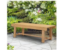 Rustieke massief houten tuinbank, 2-zits tuinmeubel, natuurlijke uitstraling, 110 x 38 x 35 cm