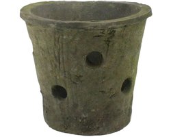 Rustieke Terra Cotta Orchidee Pot - Mosgrijs - Natuurlijke Woonaccessoires