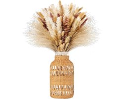 Rustieke Vaas - Handgemaakte Decoratie - Bloemen Schikken - Uniek Rotan Design - 20.5 cm Hoog - Natuurlijk