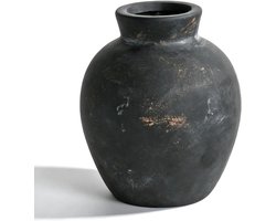 Rustieke Vaas - Keramische Pot - Huisdecoratie - Handgemaakte Afwerking - 15.5 cm - Brons