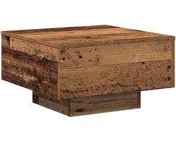 Rustieke Vierkante Salontafel met Weerbestendige Afwerking van Natuurlijke Hout 55x55x31cm