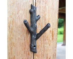 Rustieke vintage kapstok van boomtakken | Smeedijzeren wandmontage | Decoratieve opbergruimte voor de hal/slaapkamer/woonkamer