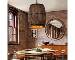 Rustieke Vintage Kroonluchter - Houten Wijnvat Hanglamp - Industriële Hanglamp voor Woonkamer, Bar, Café - E26 Fitting - Home Decor Verlichting - 24x24x30cm