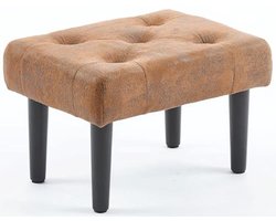 Rustieke Voetenbank met Gevoerde Zitting, Vintage Bruin, 37 x 25,5 x 23 cm