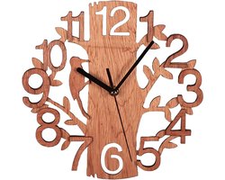 Rustieke wandklok in boerderijstijl, 23 cm groot, met houten vogelontwerp, stil zonder tikkend geluid, werkt op batterijen, decoratieve wandklok voor in huis.