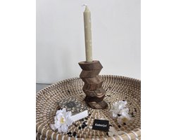 Rustik Lys Dinerkaars met Houten Kandelaar Madam Stoltz en Zusss Lucifers - Leuk ingepakt als Cadeau Gift Geschenk Verjaardagscadeau