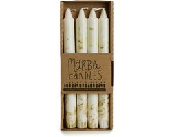 Rustik Lys - Dinerkaarsen 'Marmer' (Set van 4, Goud)
