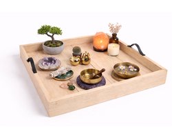 Rustiq decoratief dienblad - Dienblad voor hocker - Groot vierkant dienblad - 60x60cm - Hout