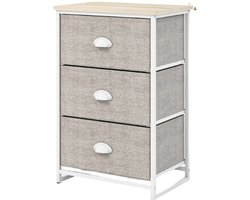 Rustive Ladekast - Kast - Opbergkast - Met 3 Lades en Tafelblad - van Stof - Kwalitatief - Grijs - 45 x 30 x 73 cm