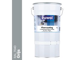 Ruwol 2K Epoxy Vloercoating Grijs (RAL 7040) 5 kg - Vloerverf - 3 populaire kleuren - Garagevloer Coating - Slijtvast, naadloos en vloeistofdicht - Eenvoudig Schoon te maken - 2 componenten verf