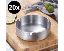 RVS asbak 20-pack - Stevige duurzame horeca asbak - Metalen asbak - 10 centimeter diameter - Set van 20 asbakken