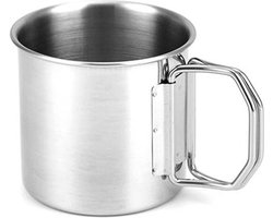 RVS beker - Mok - 250ml - Roestvast staal - Outdoor - Survival - Inklapbaar - Hiking & Wandelen