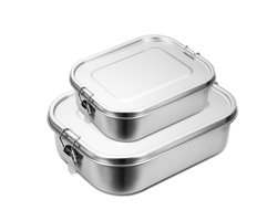 RVS broodtrommel - Lunchbox RVS met verdeler - Meal prep bakje - Vershouddoos - Lunchbox - Inhoud 0,8 liter + 1,2 liter - Vaatwasbestendig - Luchtdicht & BPA-vrij - Geschikt voor Brood/Salade/Koude Maaltijden