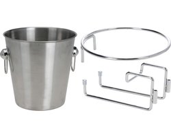 RVS champagnekoeler/ijsemmer met houder voor aanrecht of tafel - 3 liter - 22 x 22 cm