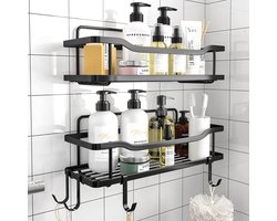 RVS Doucherek - Shower Rack- Badkamerrekken - Badkamerrek Zonder Boren - Zelfklevend Doucherek - Doucherek Zonder Boren - Badkamer Accessoires - 2 Stuks