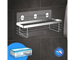 RVS Doucherek Zelfklevend Zonder Boren - Douchemand Hangend - 15KG Draagvermogen - Zilver/Chroom