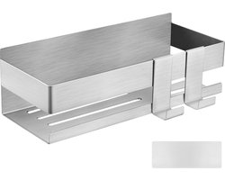 RVS Doucherek - Zonder te boren - Wandrek - Shower Rack - Doucherek - zelfklevende douchemand - Wandrekje - Met perfecte grip - Badkamerplank - met 2 haken - Planchet Badkamerrek - Douchemand 22 cm - Zilver
